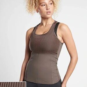 Athleta Vitality Rib Tank Pocket Coffee House Brown size Medium